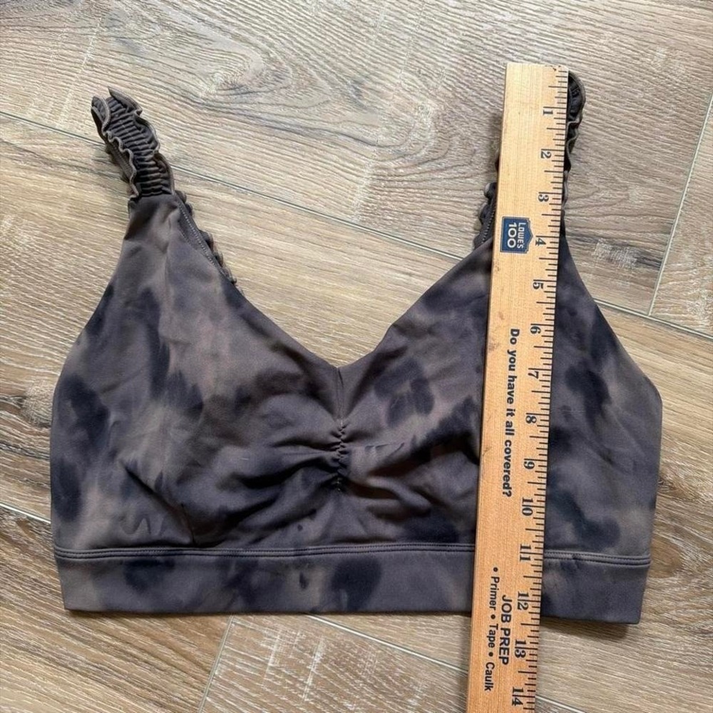 Joy Lab Spray Dye Sports Bra Size M Brown Black Ruffle Trim Straps Fairy Grunge - Picture 8 of 8